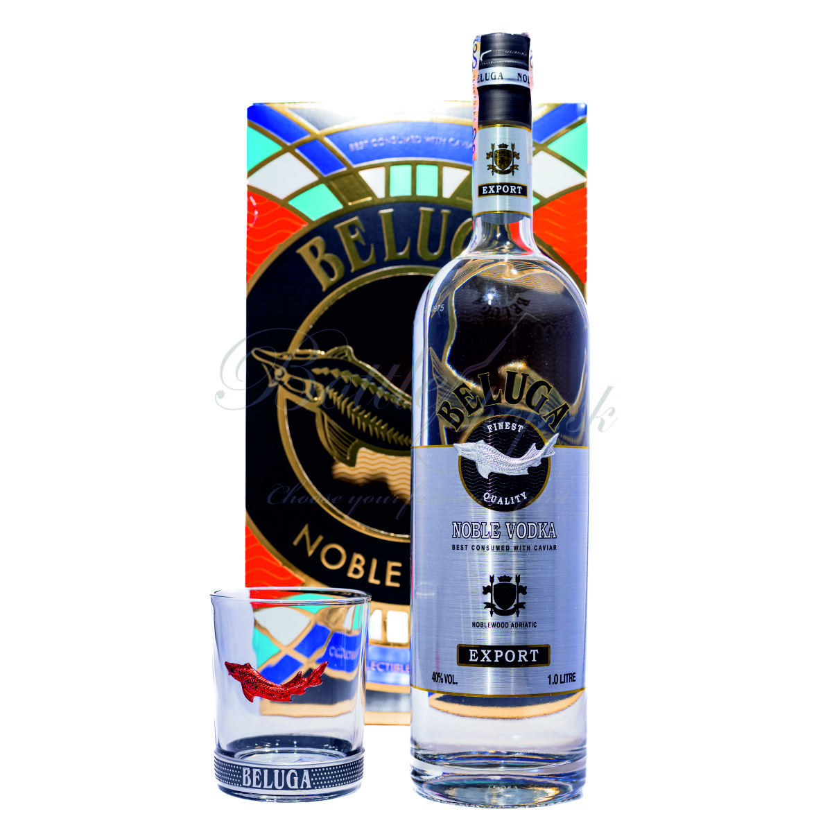 beluga noble vodka 1l + highball glass